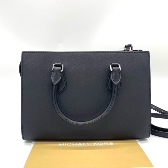 Michael Kors Sheila Medium Center Zip Satchel Bag Black - Picture 5 of 11